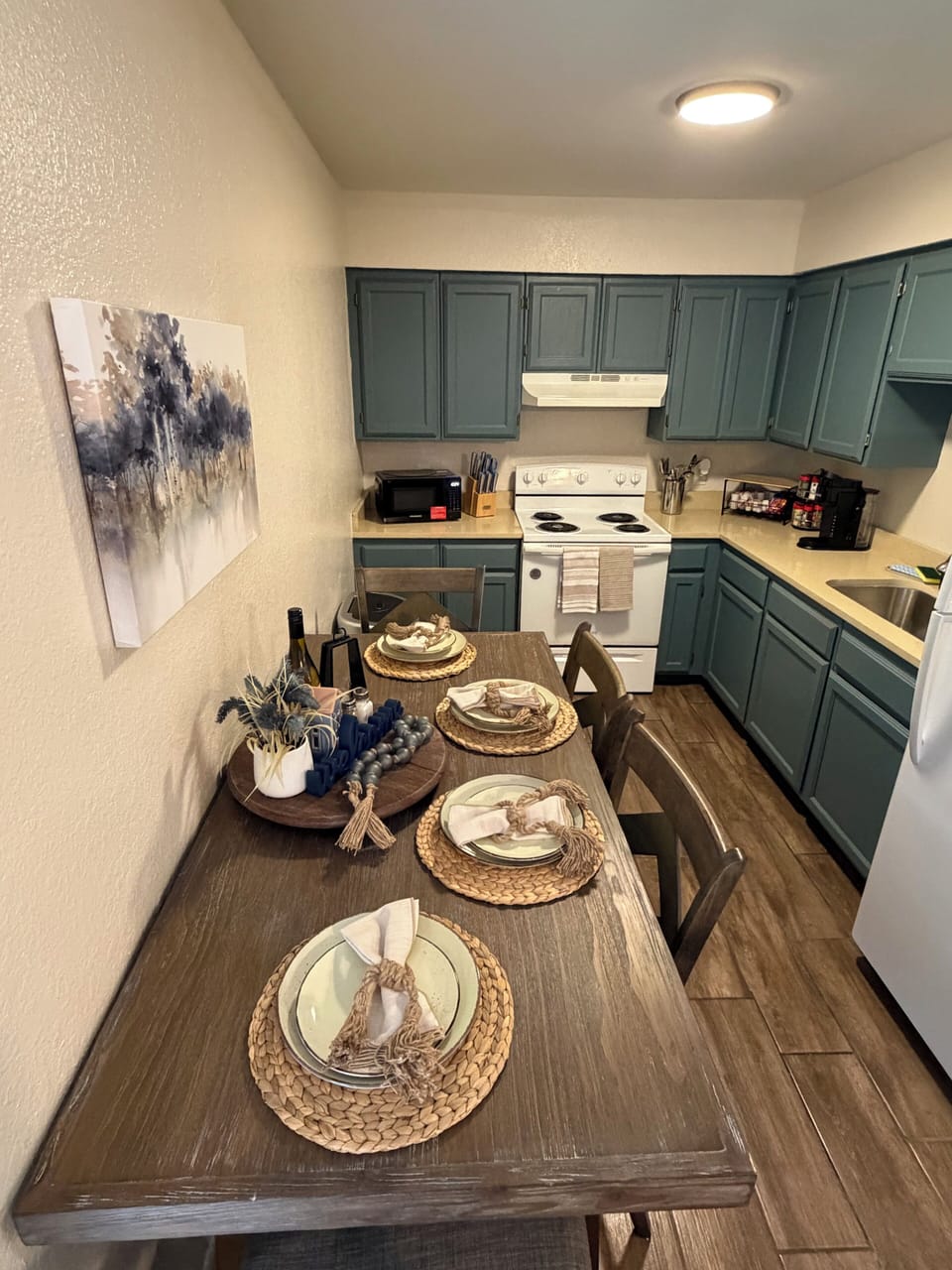 Four-chair dining set and galley Kitchen
