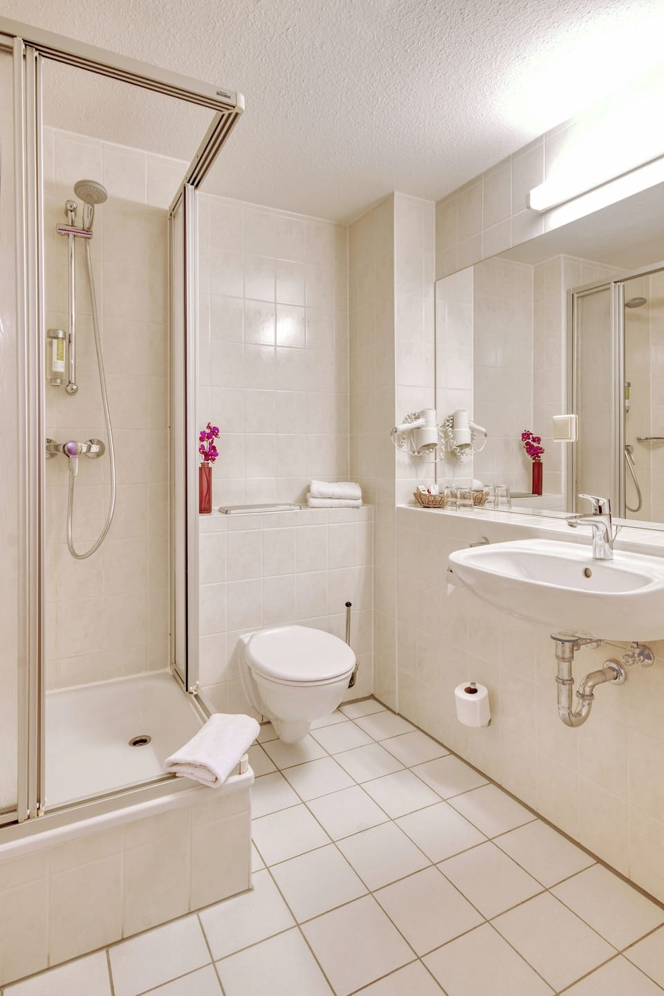 Shower, free toiletries, hair dryer, bathrobes