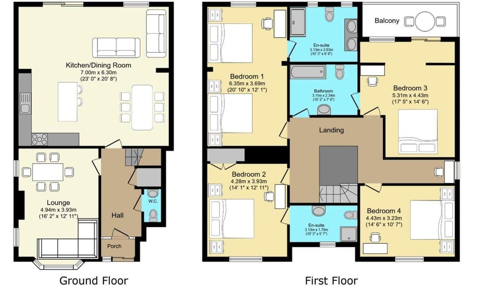 Detailed property floor plan showcasing the spacious room layout, helping guests understand the accommodation, access and overall flow before booking.