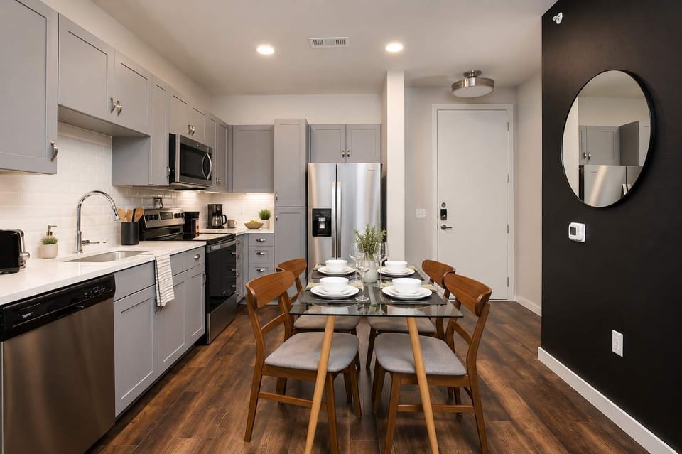 Cook, dine, and gather in this stylish open-concept kitchen.