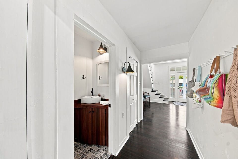 Downstairs Hallway & Half bath w/Vanity