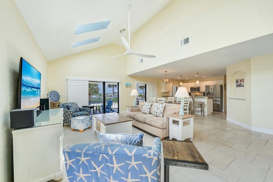 The living room offers a place to unwind indoors.