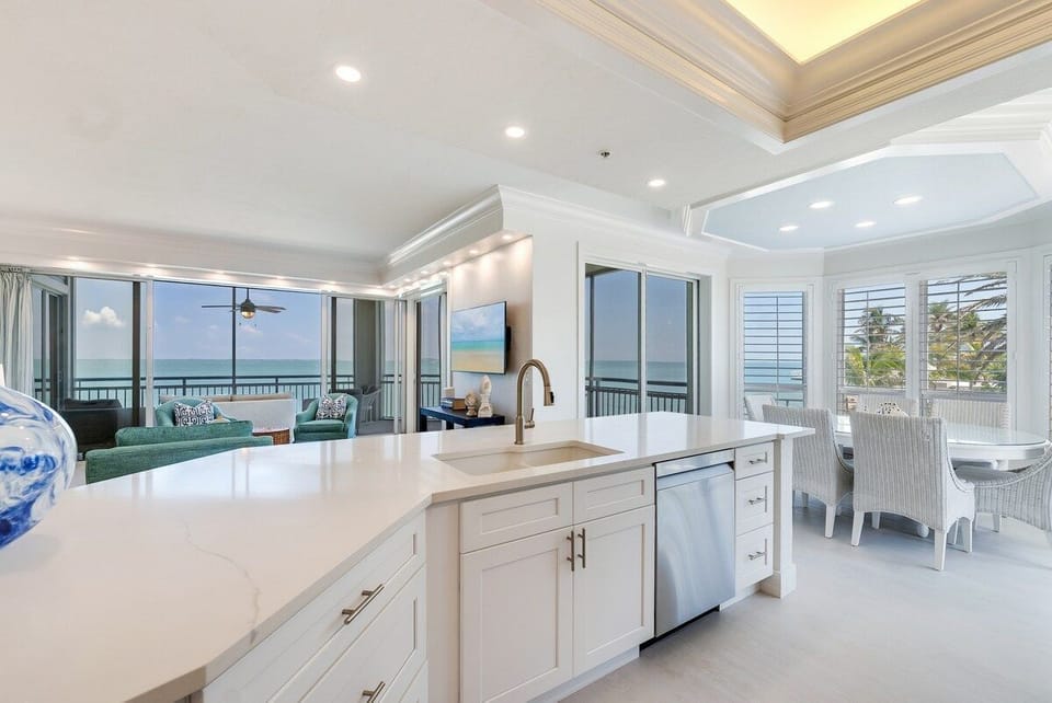 Another look at the kitchen highlights the cooking space.