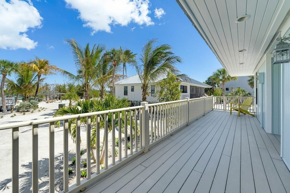 A balcony or patio offers a spot for fresh air.