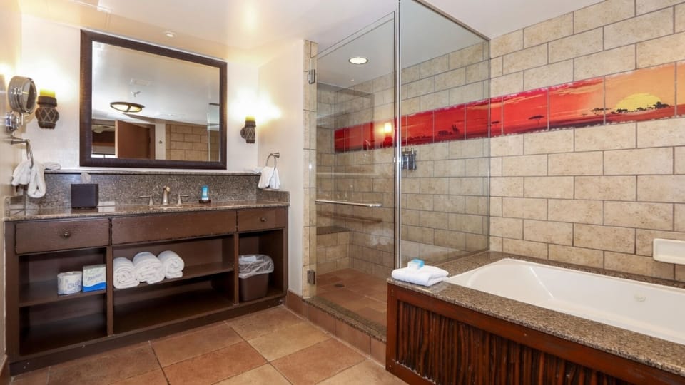 Primary Bathroom • Jetted Tub + Glass Shower