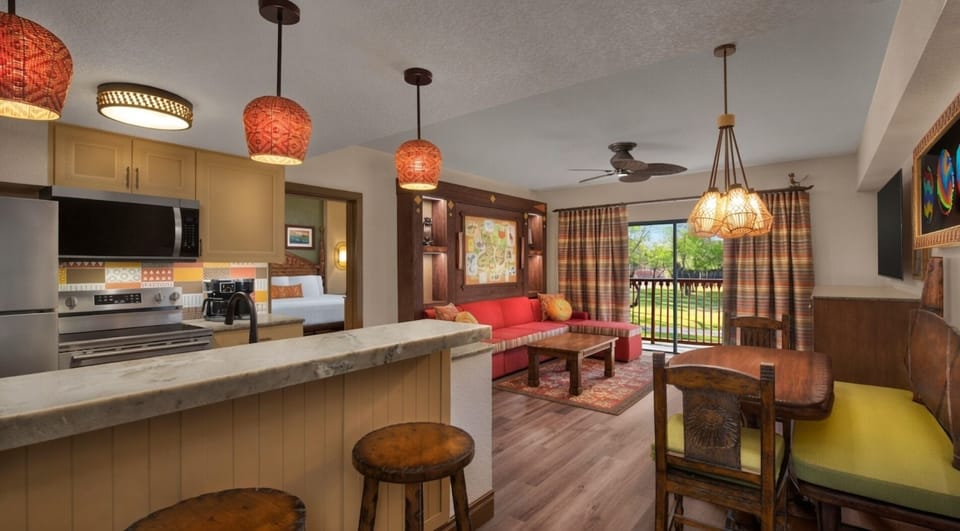 Living Area + Full Kitchen + Dining + Balcony