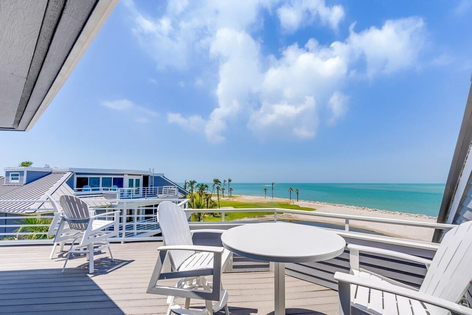The private balcony or patio offers a spot for fresh air.