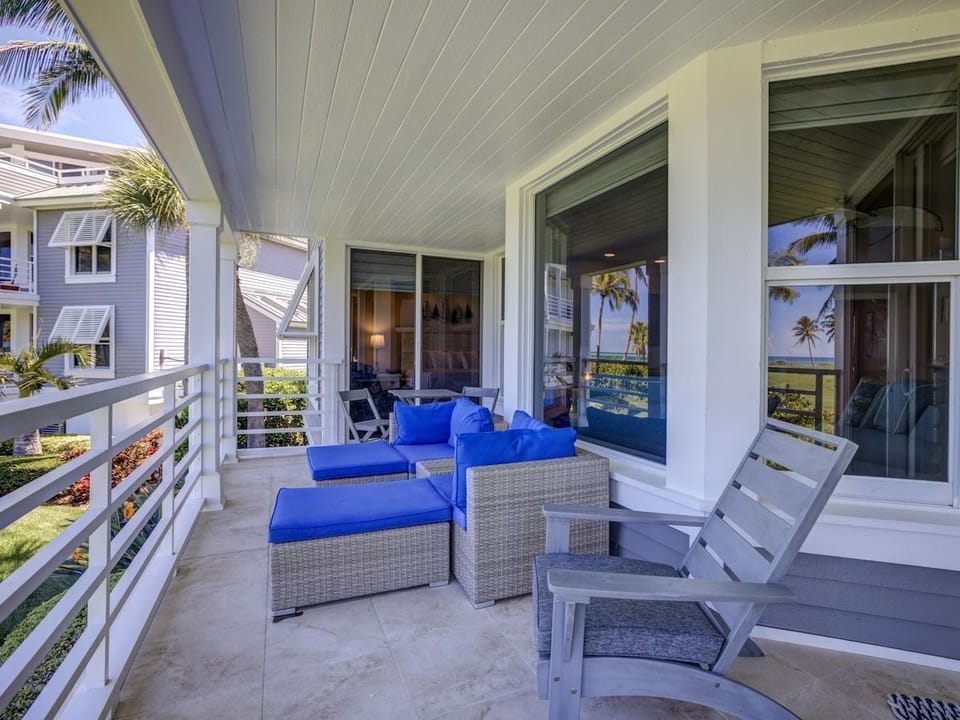 The private balcony or patio offers a spot for fresh air.