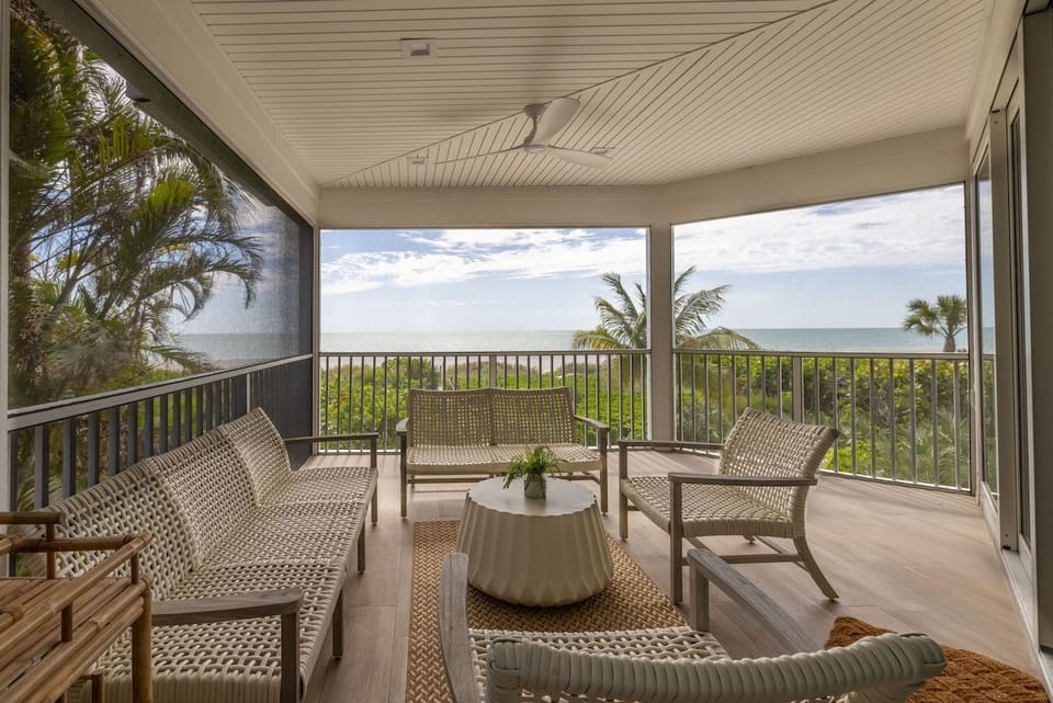 The screened lanai extends the living space outdoors.
