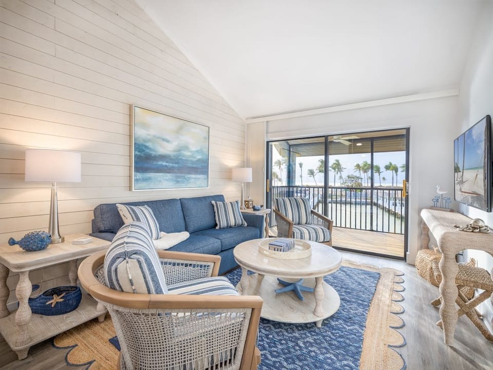 The living area offers a place to unwind indoors.
