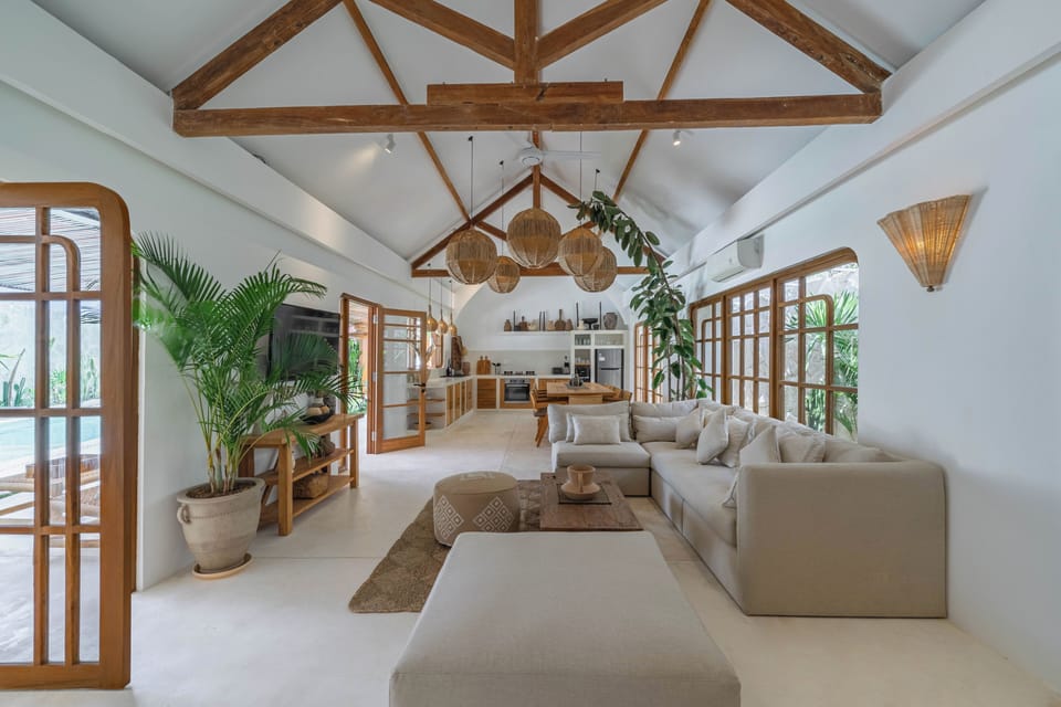 Exclusive Villa, Patio, Pool View | Living area