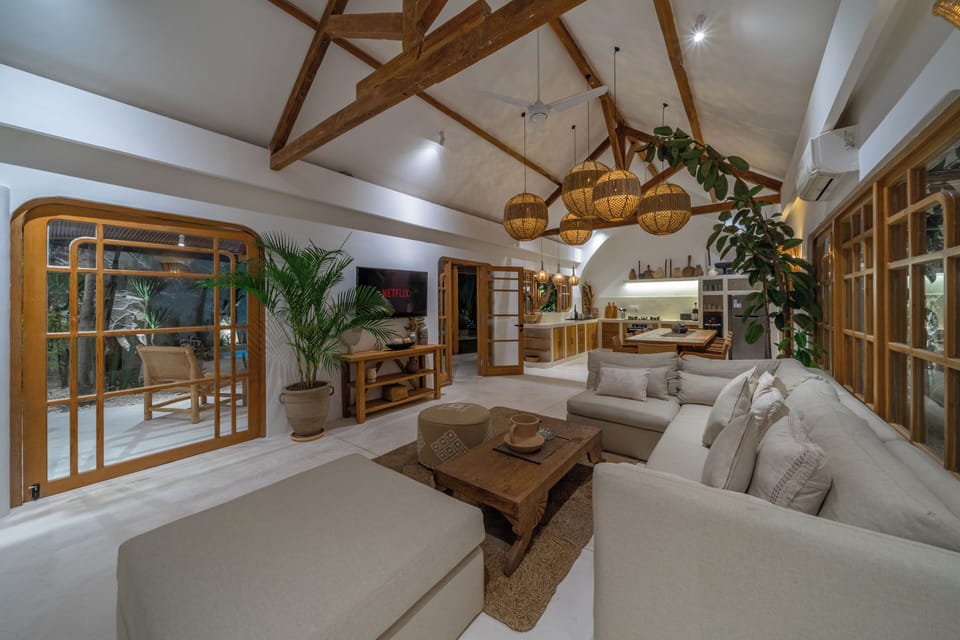 Exclusive Villa, Patio, Pool View | Living area