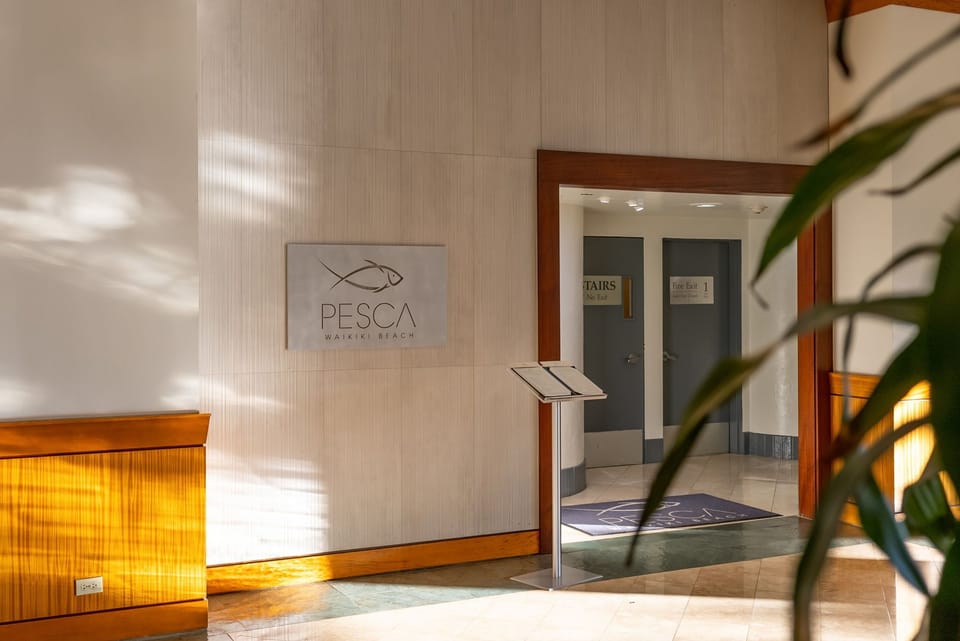 Pesca Waikiki Beach is a seafood restaurant located on the top floor of the Ilikai Hotel