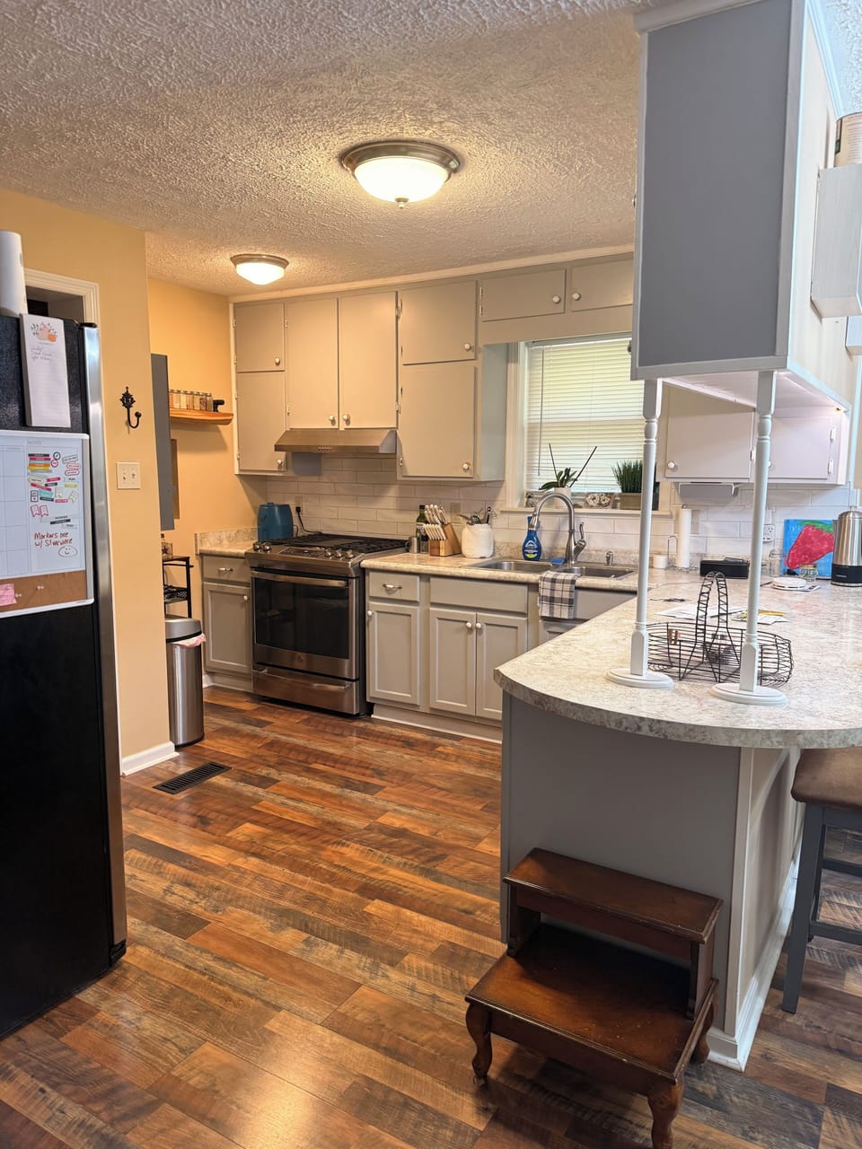 Chef friendly kitchen with gas stove, convection oven & plenty of cooking tools.