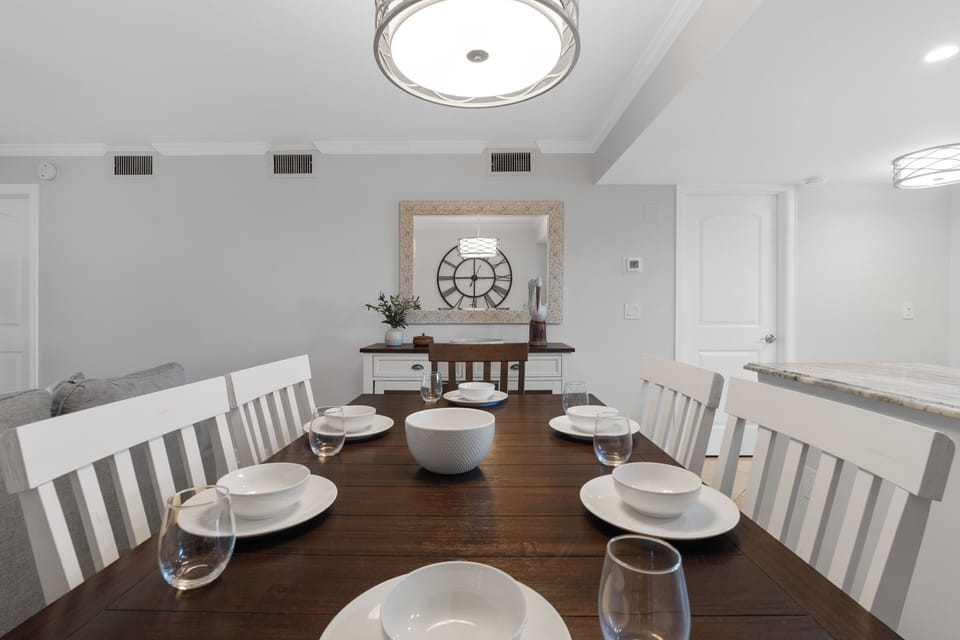 Walk out the guest bedroom door to the dining room!