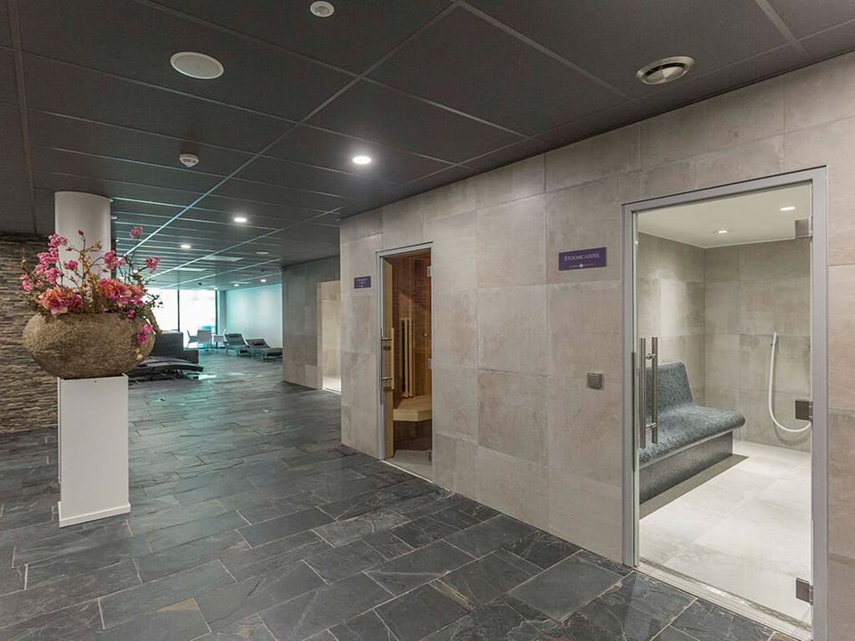 Step into a calm spa corridor designed for total relaxation.