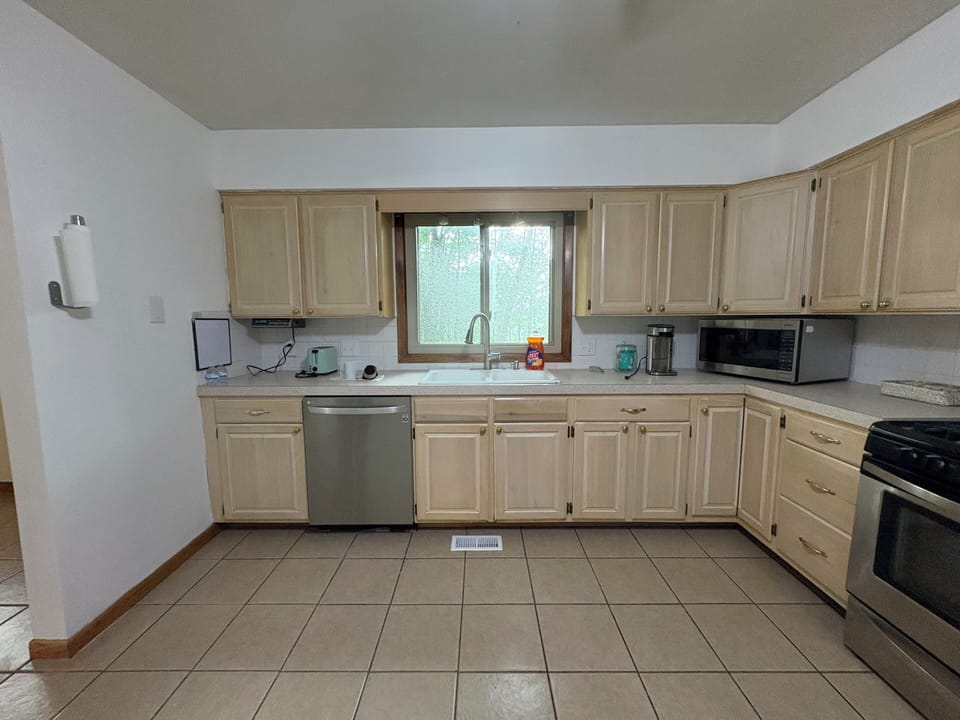 A full kitchen with the basics.