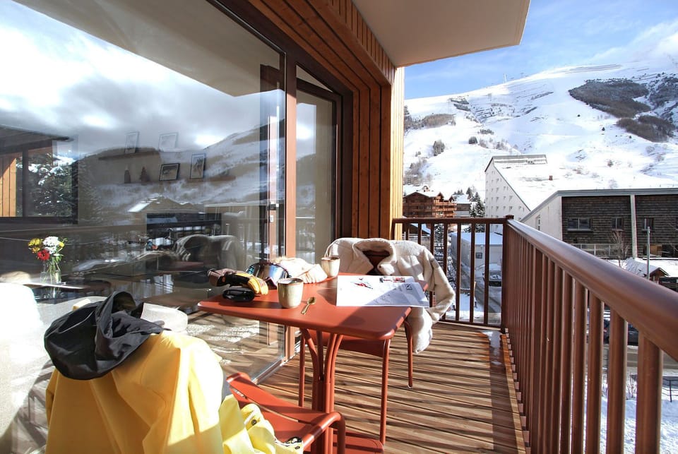 You will love watching the snow fall from this private balcony.
