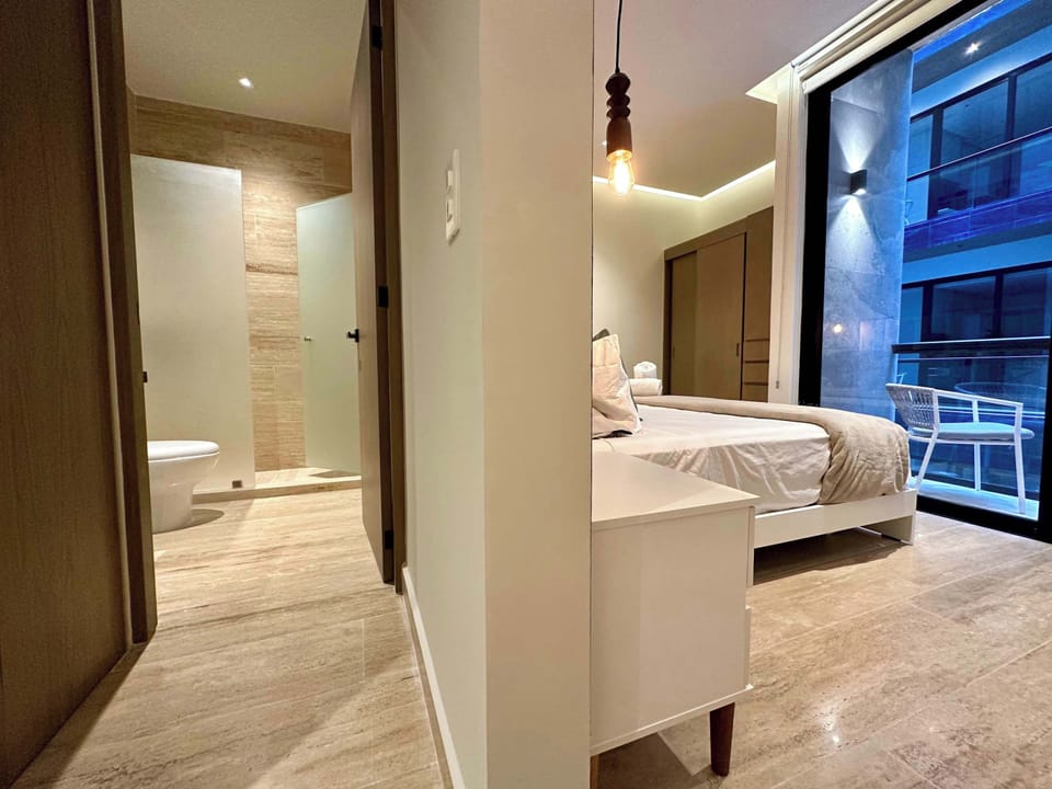 Bedroom and bathroom