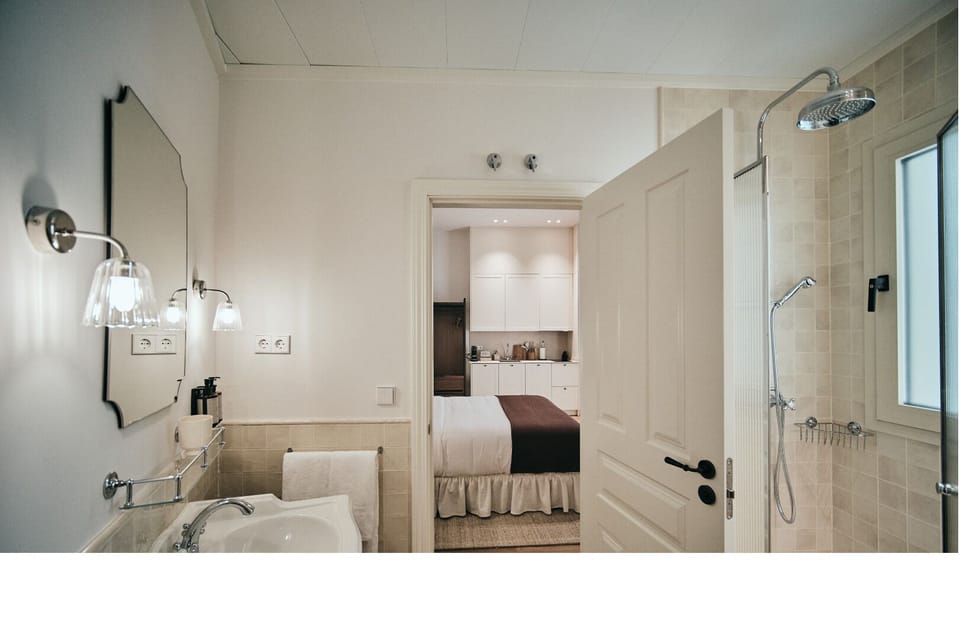 Classic Studio | Bathroom | Shower, hair dryer, towels, soap