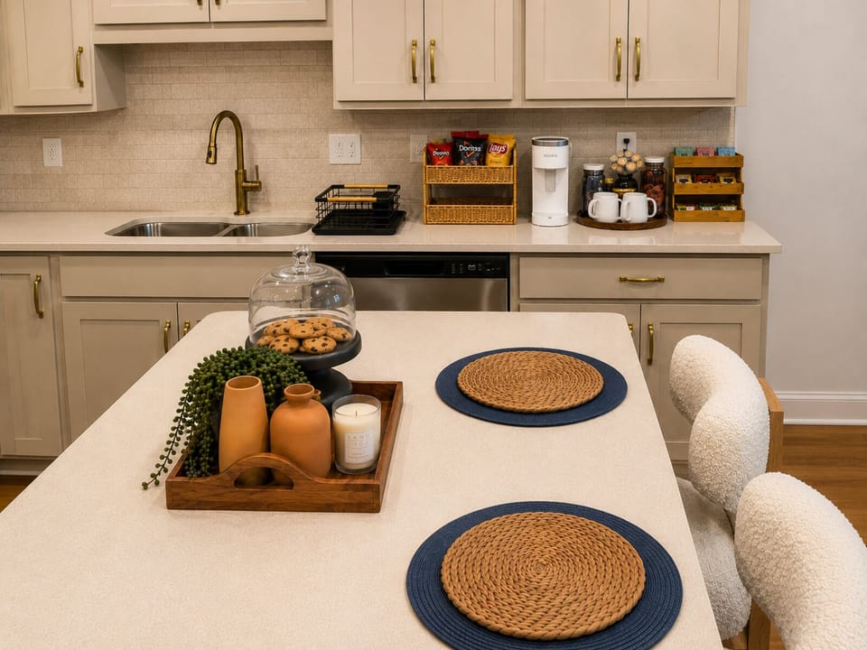 Complimentary fresh baked cookies at check-in, coffee, tea and snack bar.