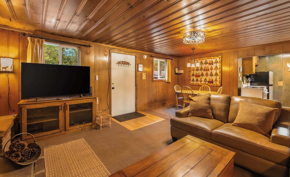 Curl up with a good movie in this cozy retreat