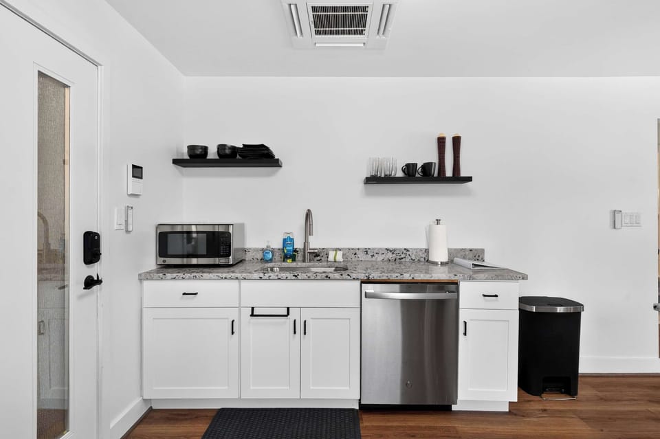 Kitchen: Make the most of this compact kitchen, thoughtfully equipped with the essentials you need to prepare simple meals, snacks, and drinks during your stay.