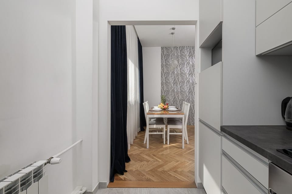 Classic Apartment, Balcony, City View | Private kitchen | Electric kettle, griddle, eco-friendly cleaning products, spices