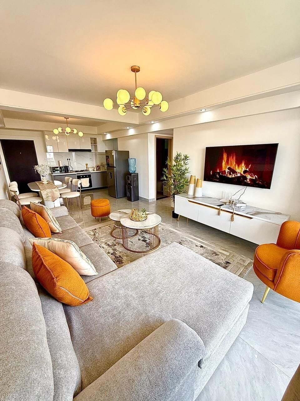Family Apartment, Balcony | Living area | 32-inch Smart TV with digital channels