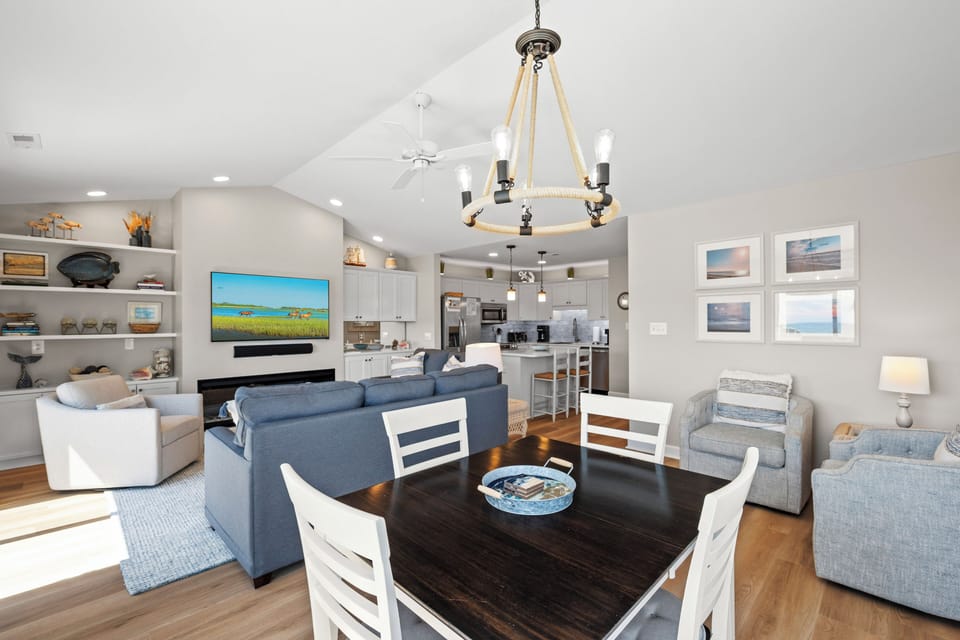 Relax in your bright, open living space where coastal charm meets modern comfort—perfect for gathering with loved ones.