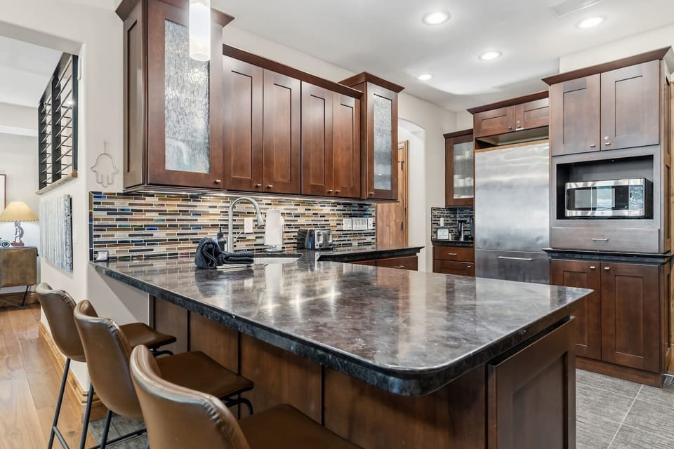 Kitchen with bar seating