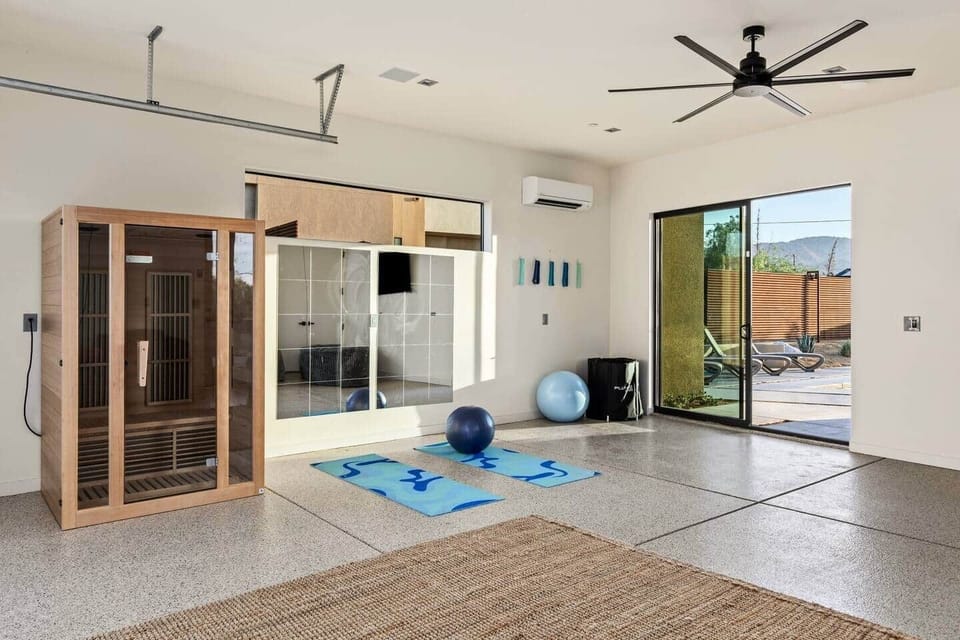 Relax in our welness garage; sauna, yoga, workout balls/bands, and a pop up cold plunge (must bring own ice)