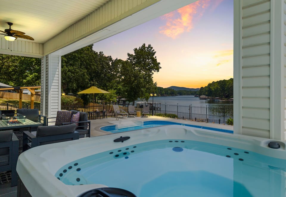 End the day with a soak in the hot tub while taking in peaceful views of the water and colorful evening skies.