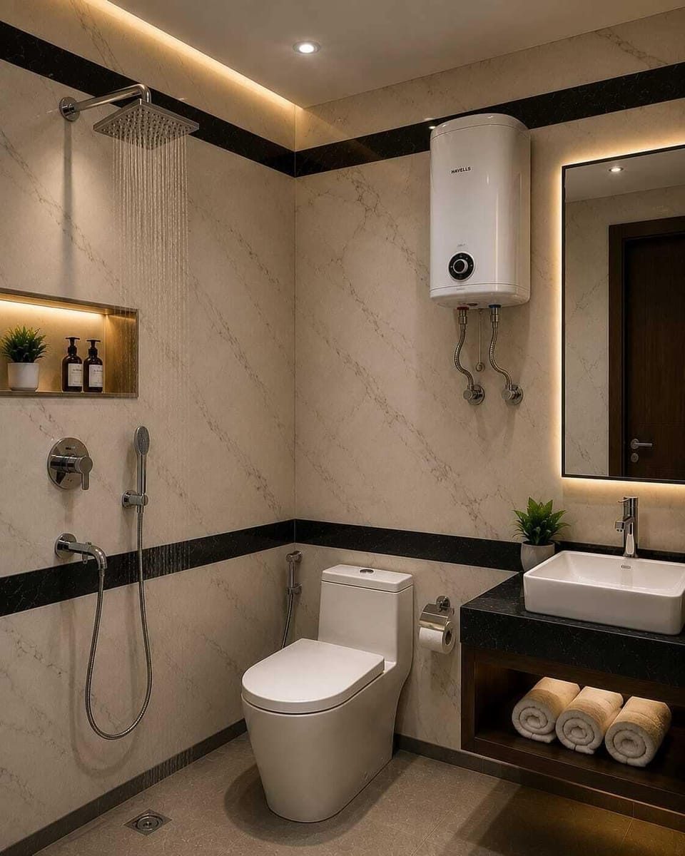 Shower, hair dryer (on request), towels, soap