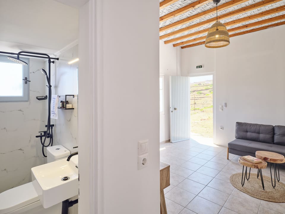 Family Room | Bathroom | Shower, designer toiletries, hair dryer, slippers