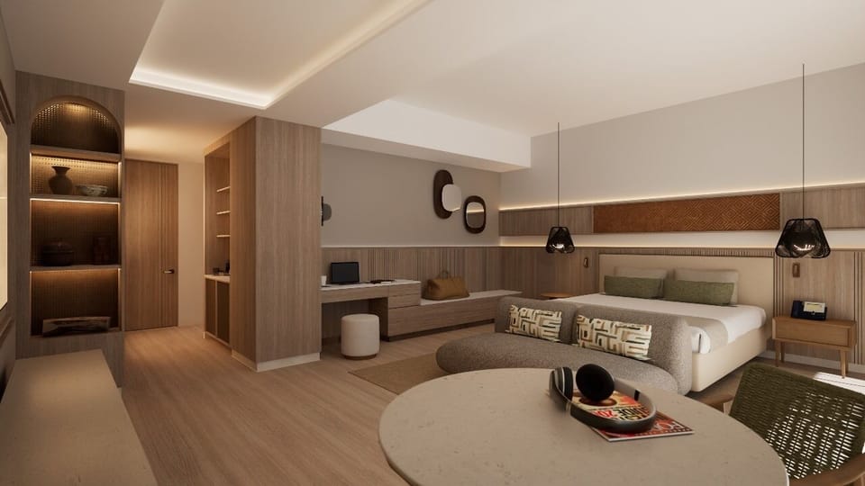 Junior Suite, Terrace | Premium bedding, minibar, desk, blackout drapes