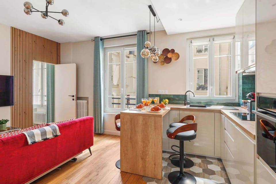 The open-plan living, kitchen and dining area