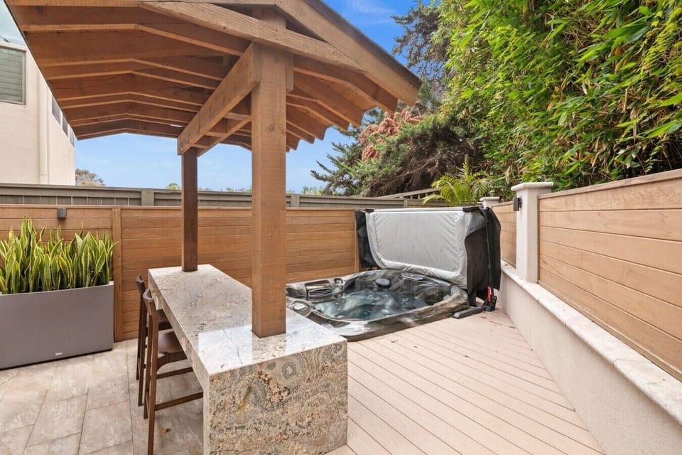 Private Jacuzzi offers respite after a day at the beach.