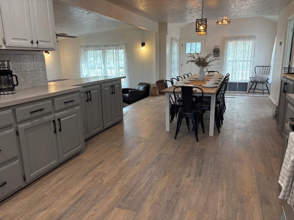 Spacious kitchen and dining area for cooking, gathering and sharing meals.