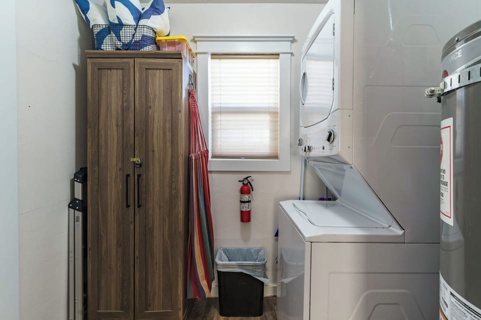 Pack lighter with a stacked washer and dryer available for guest use during your stay.
