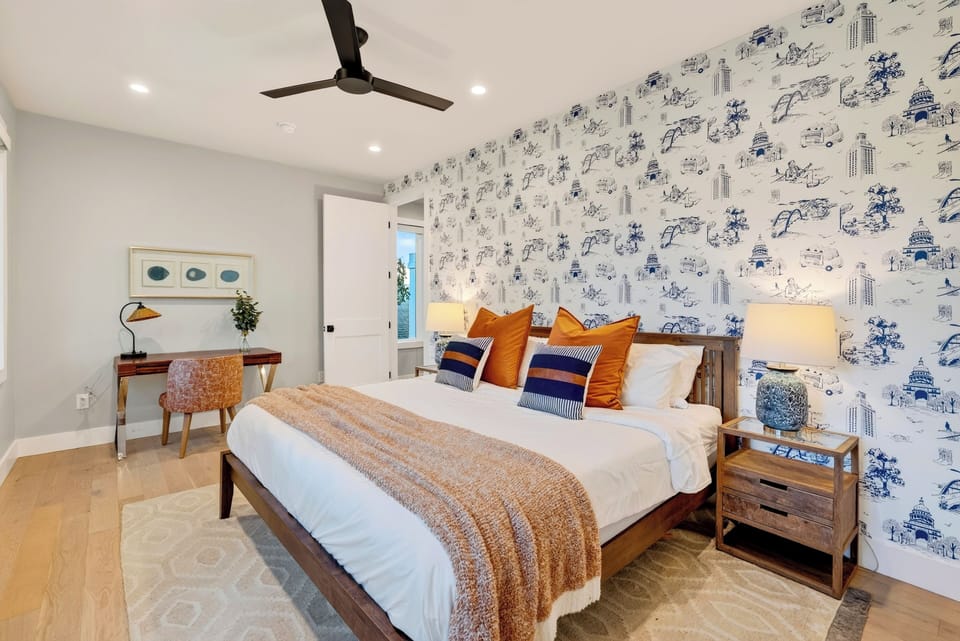King bedroom with its own reading corner