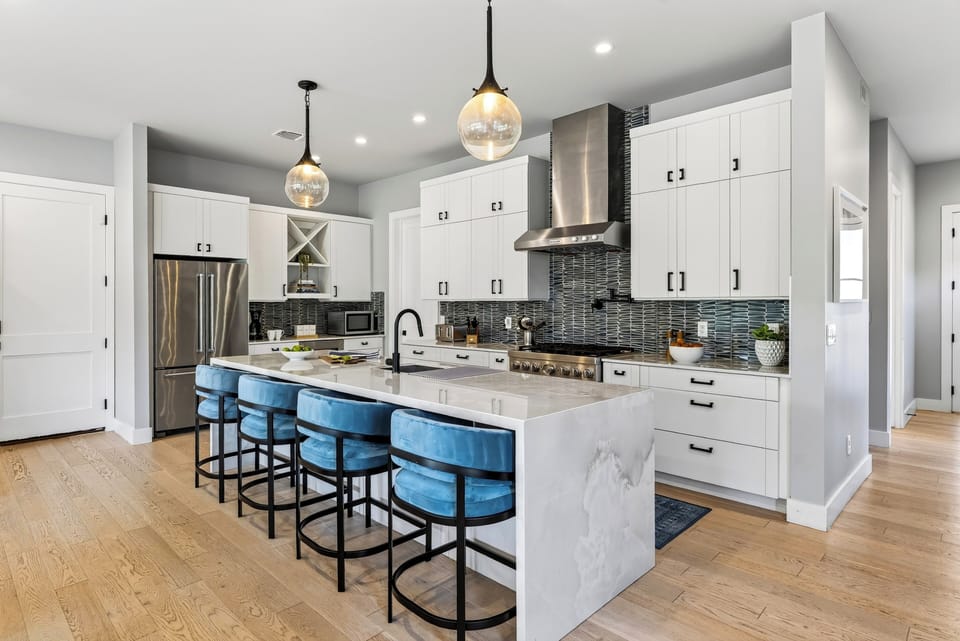 Bar seating for casual breakfasts and late-night snacks