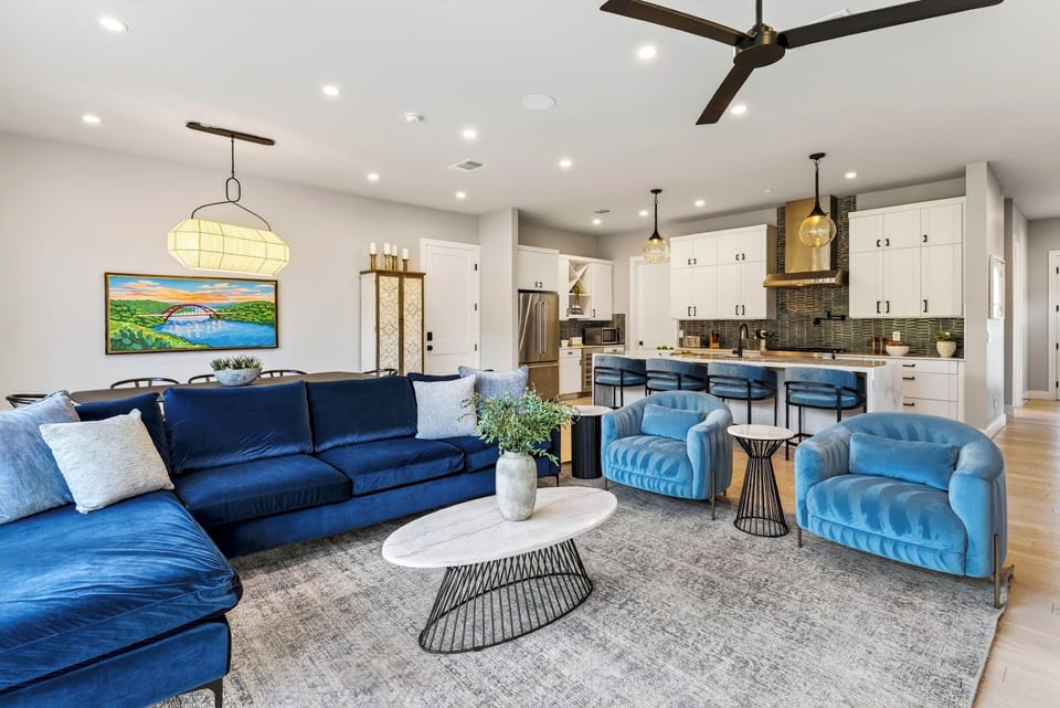 Living, dining, and kitchen all connected for the whole group
