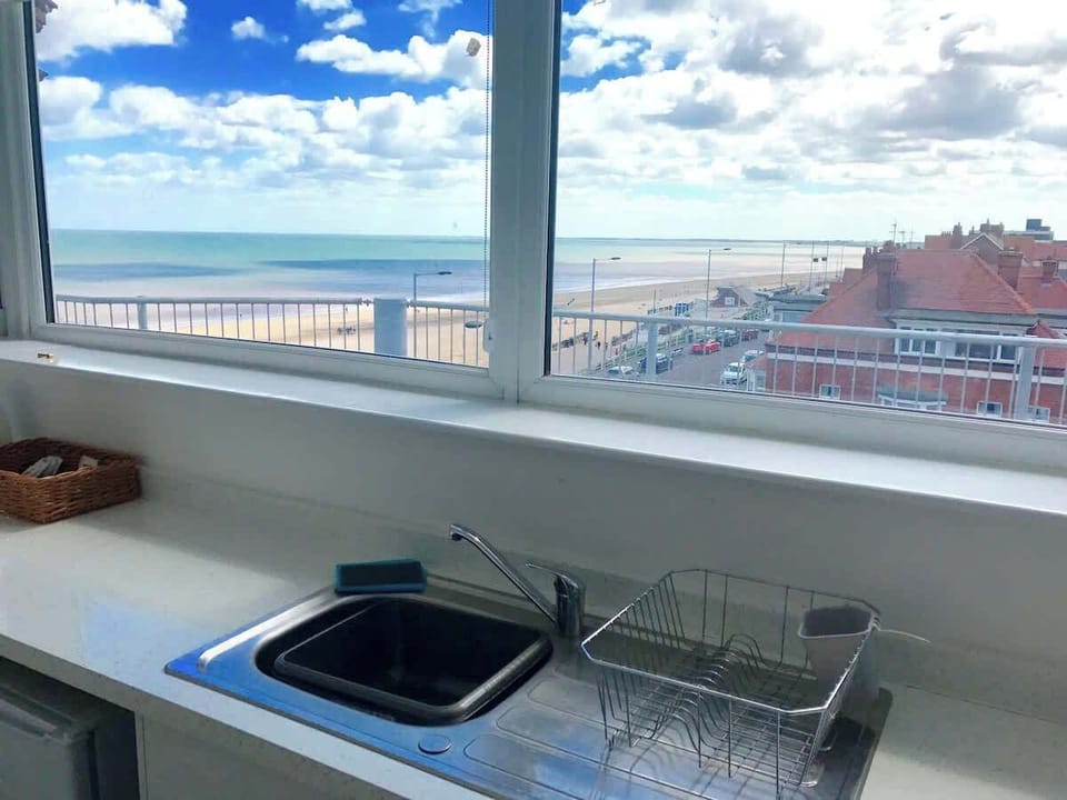 View from our kitchen, looking along the beach