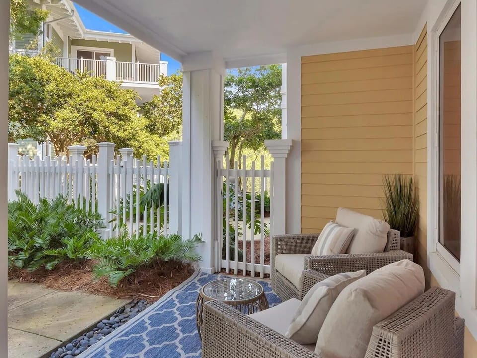 Covered patio with private gated entrance