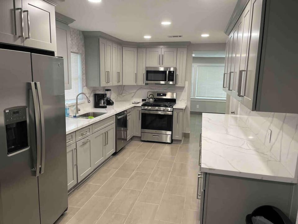 Nicely stocked kitchen with gas range