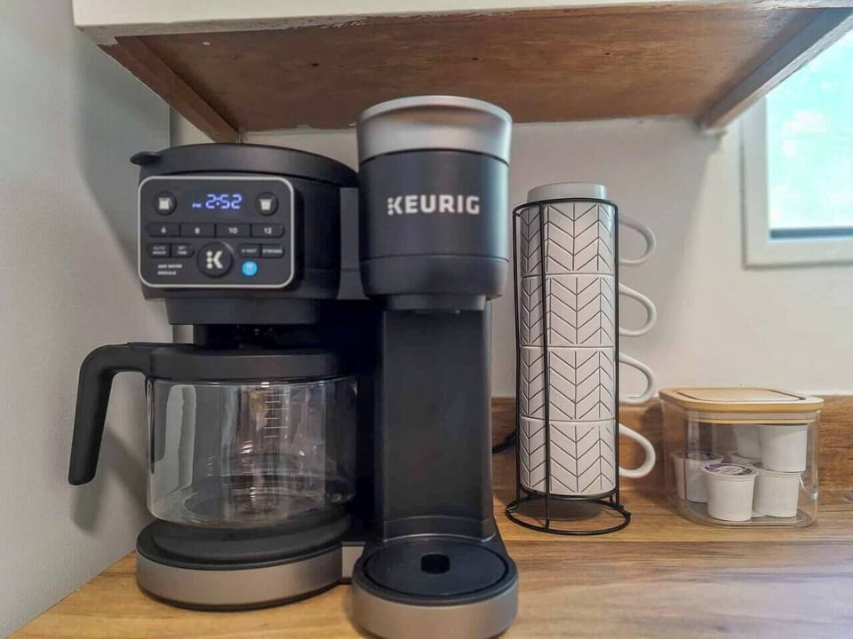 Enjoy the K-Duo coffee maker—brew a large pot for the whole family or a single cup just for you, with K-Cups provided for easy, delicious coffee anytime!

