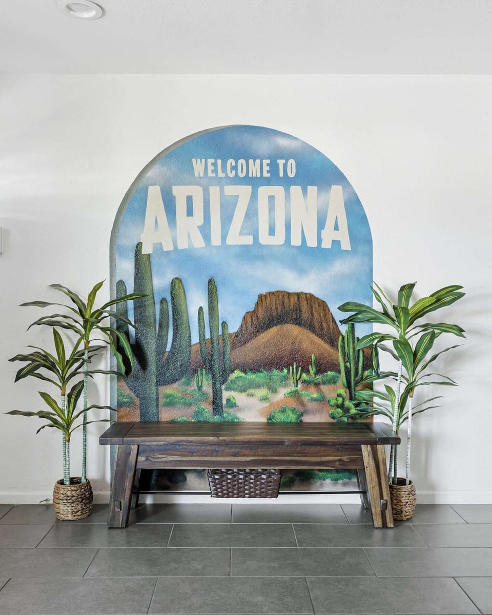 Welcome to Arizona - hand-painted entry mural sets the tone
