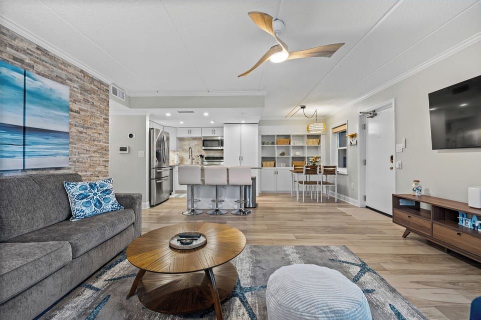 Open-concept living and kitchen