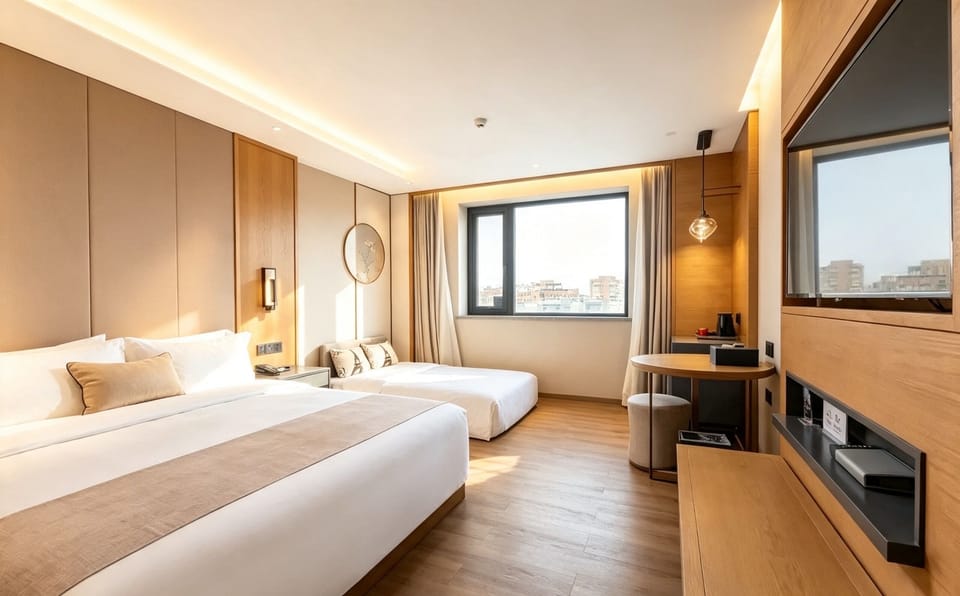 Family Triple Room | In-room safe, desk, laptop workspace, blackout drapes